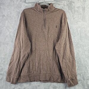Polo Ralph Lauren Pullover Mens‎ XL Brown 1/4 Zip Sweater Pony Logo Long Sleeve